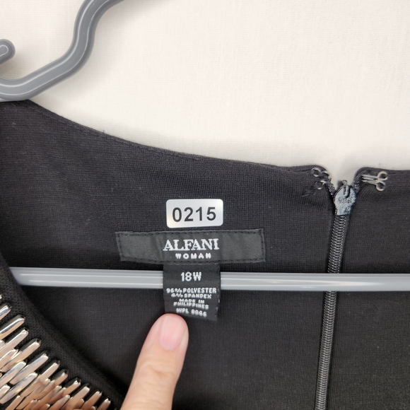 Alfani Black Dress with Silver Embellishments Suze 18W Neutral Staple - Picture 6 of 10